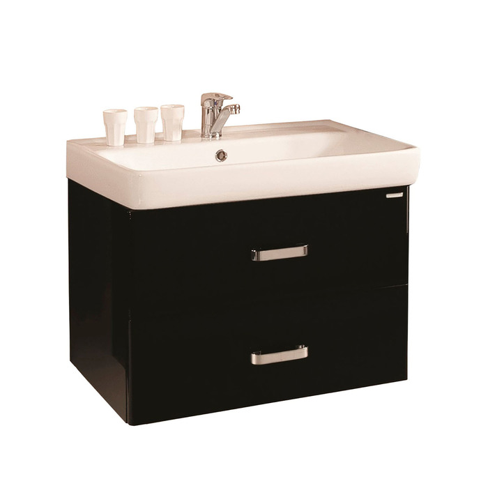 Комплект: тумба Акватон "Америна 80", цвет чёрный глянец, раковина "Тигода 80"