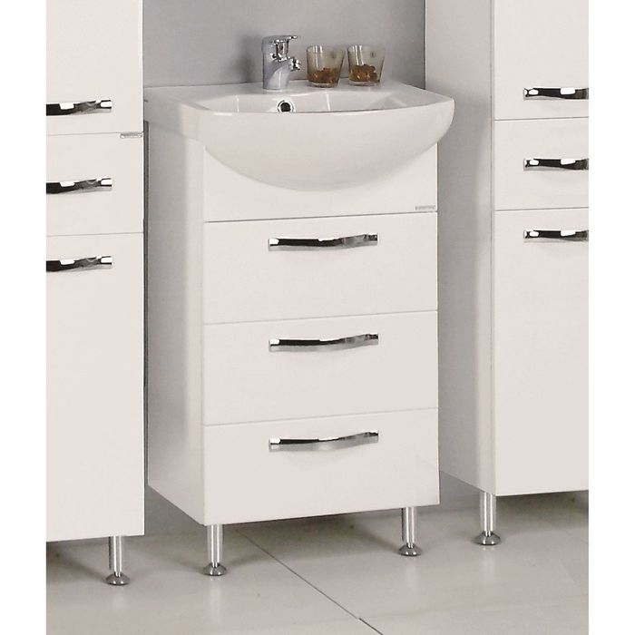 Комплект: тумба Акватон "Ария 50 H", цвет белый, раковина "Смайл 50"