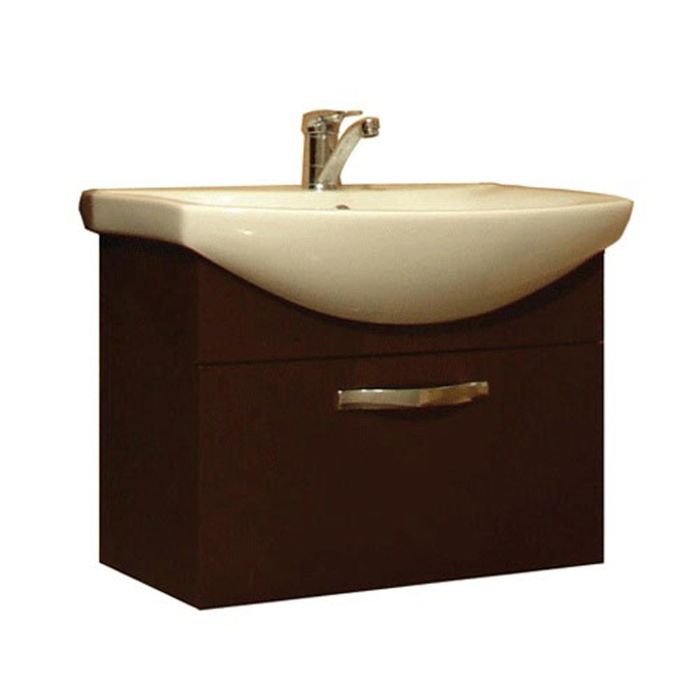Комплект: тумба Акватон "Ария 65", цвет тёмно-коричневый, раковина "Смайл 65"