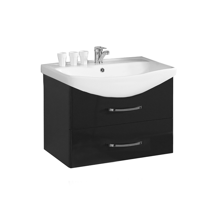 Комплект: тумба Акватон "Ария 65М", цвет чёрный глянец, раковина "Смайл 65"