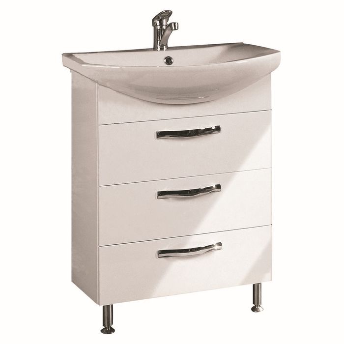 Комплект: тумба Акватон "Ария 65Н", цвет белый, раковина "Смайл 65"