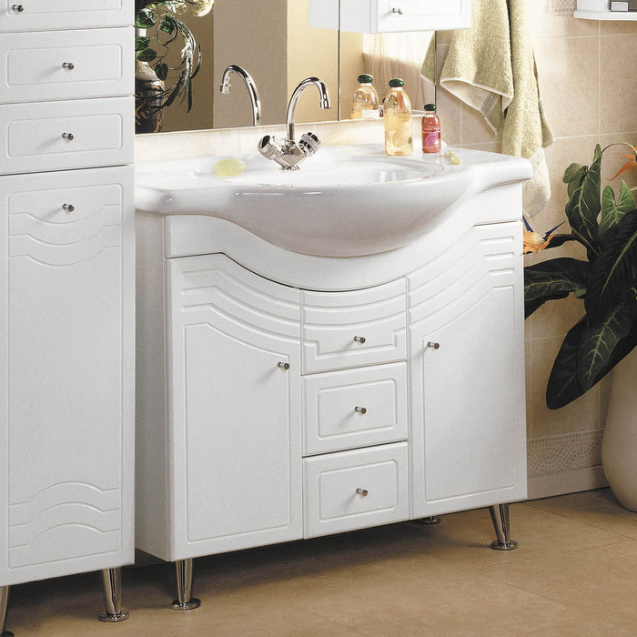 Комплект: тумба Акватон "Домус 95", цвет белый, раковина "Аквастоун"