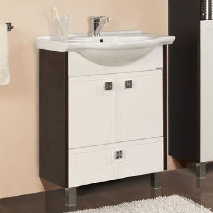 Комплект: тумба Акватон "Крит 60 Н", цвет венге, раковина "Байкал 60"