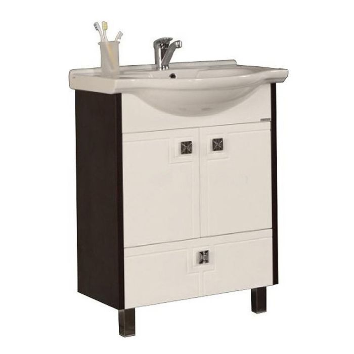 Комплект: тумба Акватон "Крит 65 Н", цвет венге, раковина "Байкал 65"