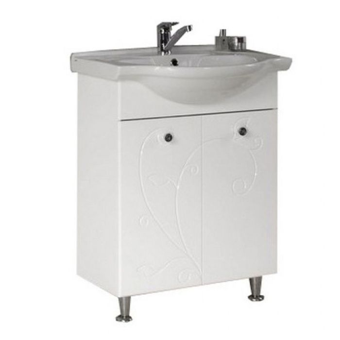 Комплект: тумба Акватон "Лиана 60", цвет белый, раковина "Байкал 60"