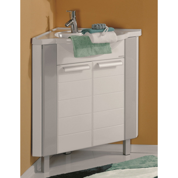 Комплект: тумба Акватон "Альтаир 62", цвет бело-серый, раковина SERGEY 620