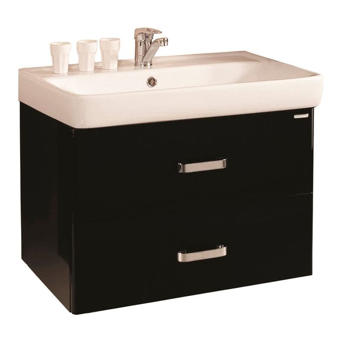 Комплект: тумба Акватон "Америна 60", цвет чёрный глянец, раковина "Тигода 60"