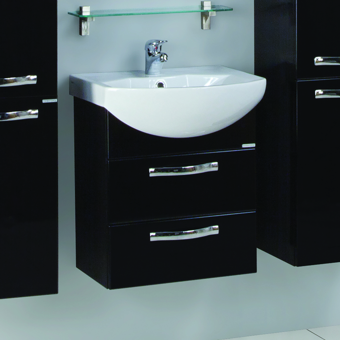 Комплект: тумба Акватон "Ария 50 М", цвет чёрный глянец, раковина "Смайл 50"