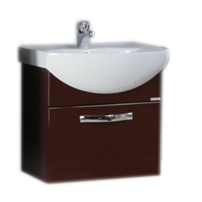 Комплект: тумба Акватон "Ария 50", цвет тёмно-коричневый, раковина "Смайл-50"