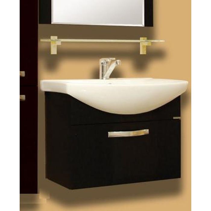 Комплект: тумба Акватон "Ария 50", цвет чёрный глянец, раковина "Смайл-50"