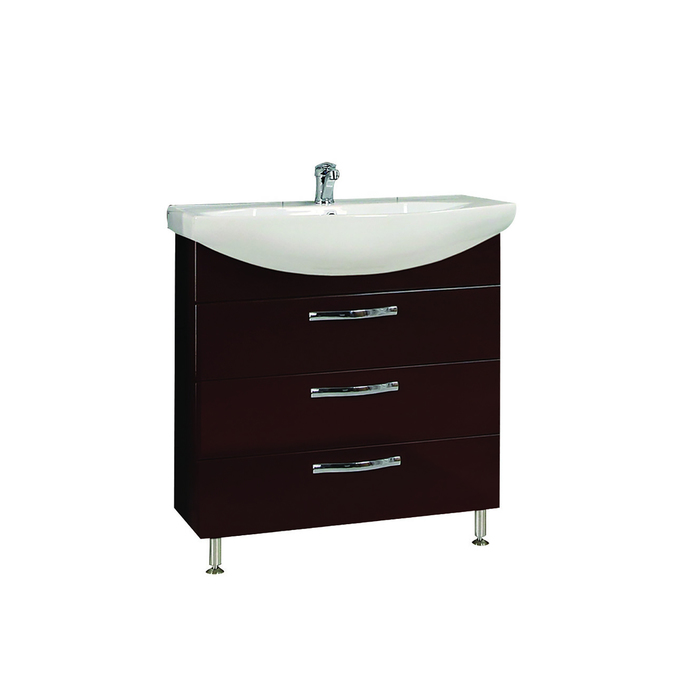 Комплект: тумба Акватон "Ария 65Н", цвет тёмно-коричневая, раковина "Смайл-65"