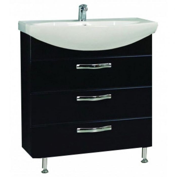 Комплект: тумба Акватон "Ария 80Н", цвет чёрный глянец, раковина SMILE-80