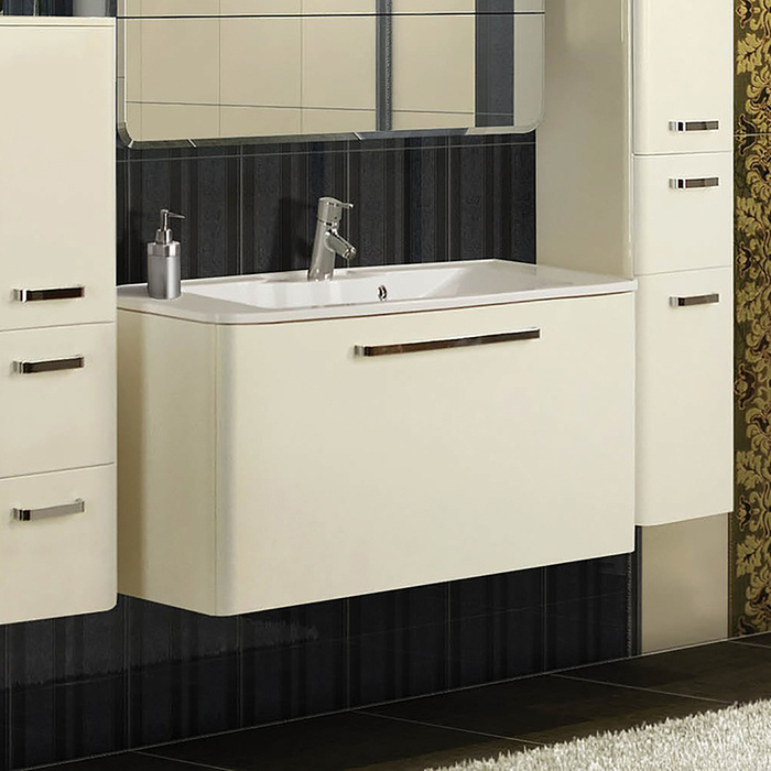 Комплект: тумба Акватон "Валенсия 110", цвет белый жемчуг, раковина "Сиена М 1100"