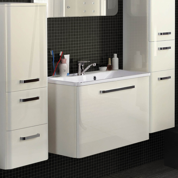 Комплект: тумба Акватон "Валенсия 75", цвет белый жемчуг, раковина "Сиена М 75"