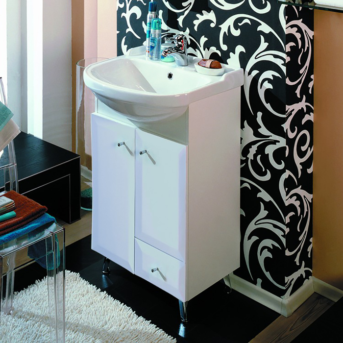 Комплект: тумба Акватон "Джимми 57", цвет белый, раковина Classic 55