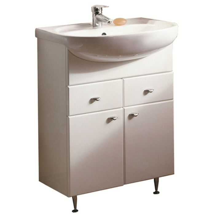 Комплект: тумба Акватон "Кристалл", цвет белый, раковина AKVAPOLO