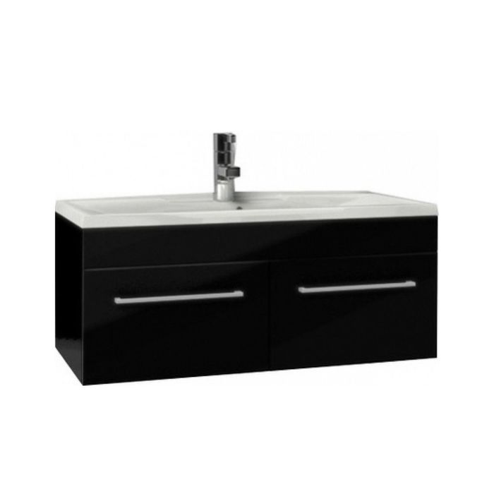 Комплект: тумба Акватон "Мадрид 100 М" 2 ящика, цвет чёрный, раковина "Премьер 1000 М"