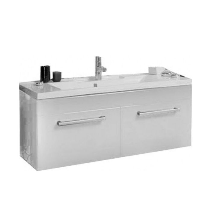 Комплект: тумба Акватон "Мадрид 120 М" 2 ящика, цвет белый глянец, раковина "Премьер 1200"