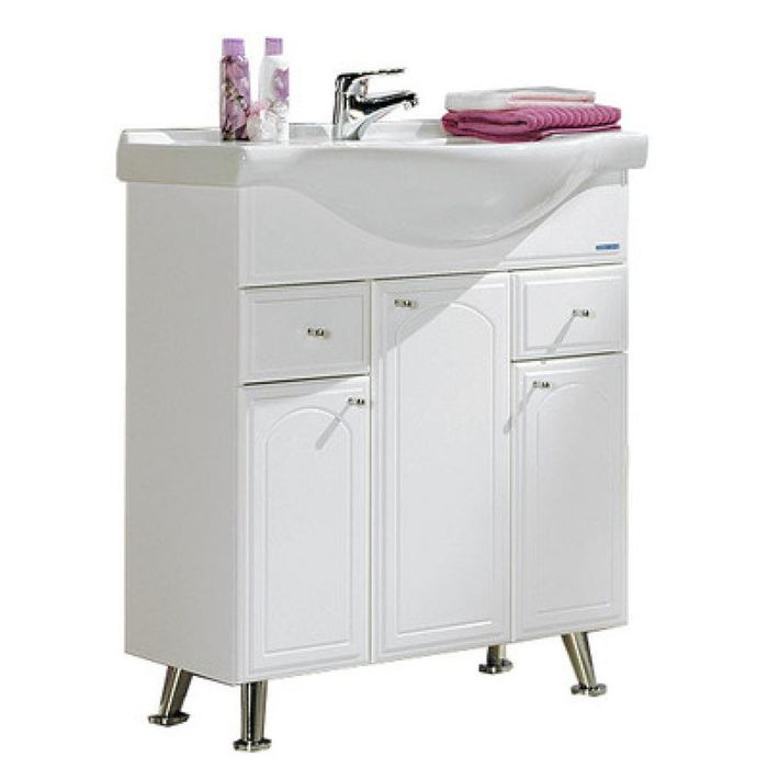 Комплект: тумба Акватон "Майами 75", цвет белый, раковина "Аквалайн 75 см"