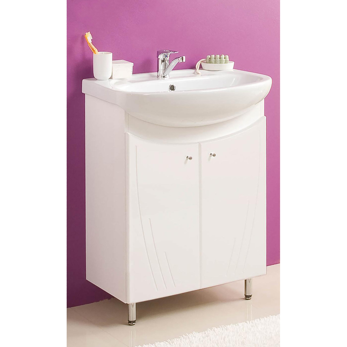 Комплект: тумба Акватон "Минима Н 65" цвет белый, раковина "Aкваполо-6533 65 см"