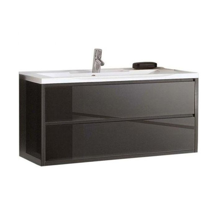 Комплект: тумба-умывальник Акватон "Римини 100" 1345-1.95К, цвет чёрный глянец, раковина "Премьер М 1000"