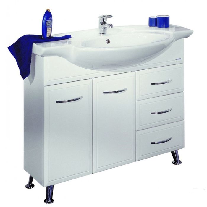 Комплект: тумба Акватон "Эмили 100" 320-1К, цвет белый, раковина Serel 100