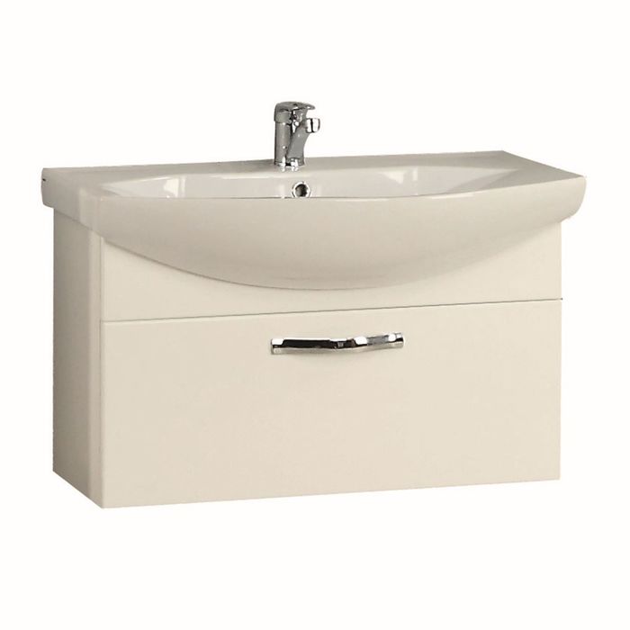 Комплект: тумба подвесная Акватон "Ария 80", цвет белый, раковина SMILE-80