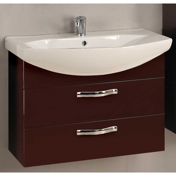 Комплект: тумба подвесная Акватон "Ария 80М", цвет тёмно-коричневый, раковина SMILE-80