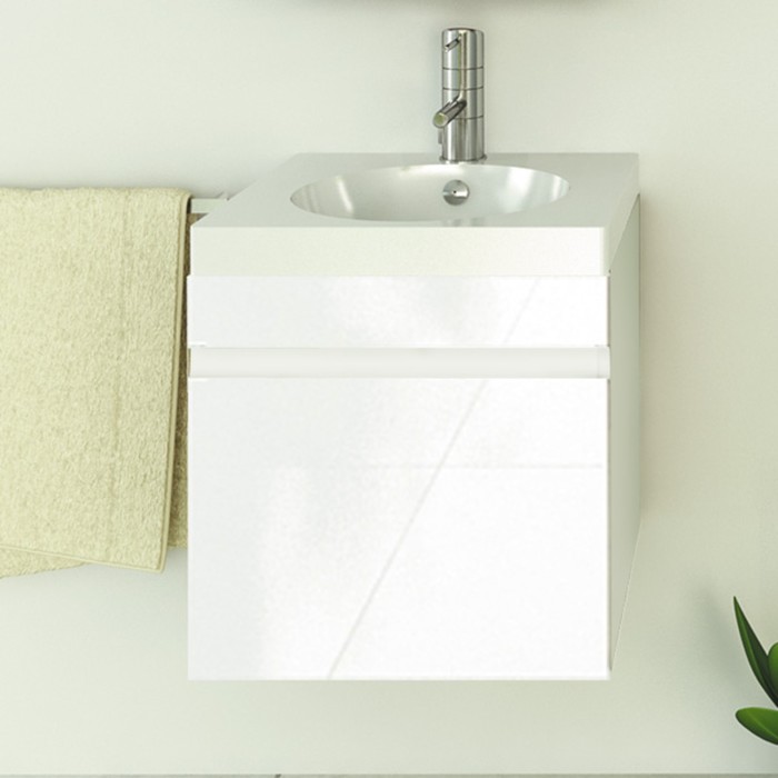 Тумба-комплект Comforty "Диана-50", подвесная, 50х49.5х46 см, с раковиной, цвет белый