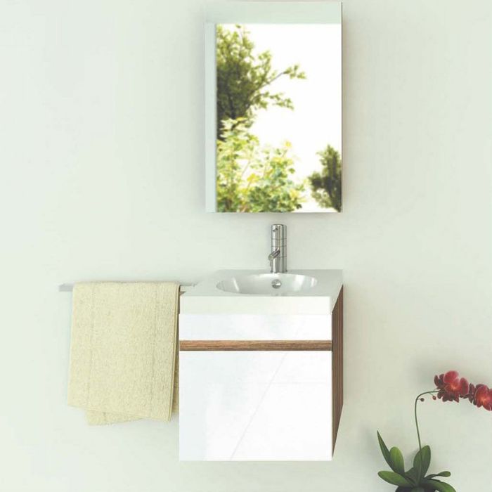 Тумба-комплект Comforty "Диана-50", подвесная, 50х49х46 см, с раковиной, цвет эбони светлый