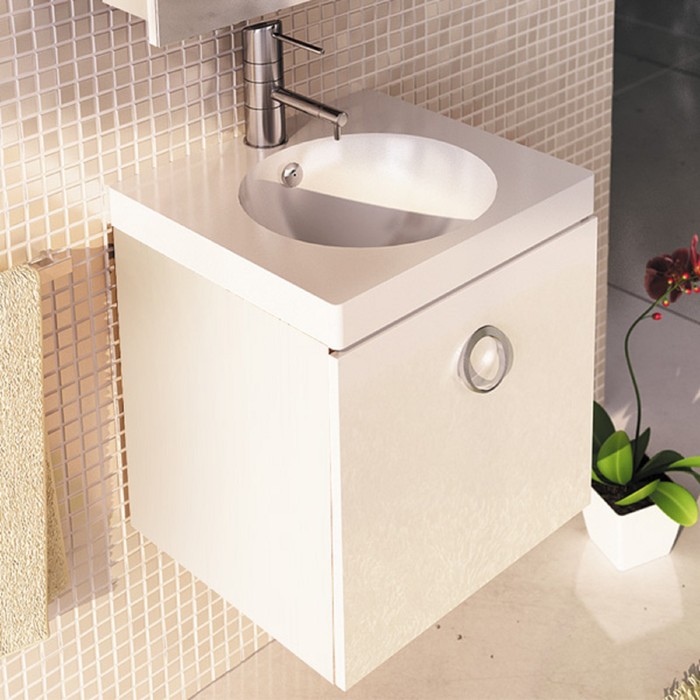 Тумба-комплект Comforty "Магнолия-50", 50х49.5х46 см, подвесная, с раковиной, цвет белый