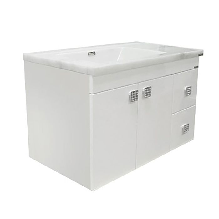 Тумба-комплект Comforty "Аликанте-90 П", 53.8х90х53 см, с раковиной, цвет белый