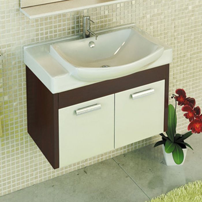 Тумба-комплект Comforty "Киото-75 П", 55х75х47 см, с раковиной, цвет венге