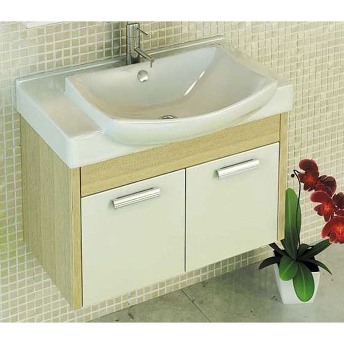 Тумба-комплект Comforty "Киото-75 П", 55х75х47 см, с раковиной, цвет сосна лоредо