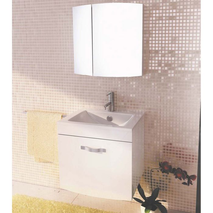 Тумба-комплект Comforty "Лаура-60-1", подвесная, 52х61х47 см, с раковиной, цвет белый