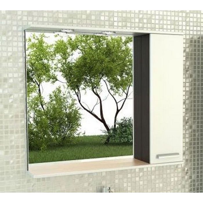 Зеркало-шкаф для ванной "Манчестер-90" 78,6 х 90 х 15,4 см, цвет венге