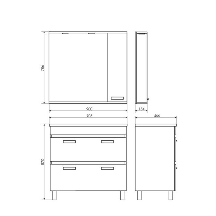 Зеркало-шкаф для ванной "Манчестер-90" 78,6 х 90 х 15,4 см, цвет венге