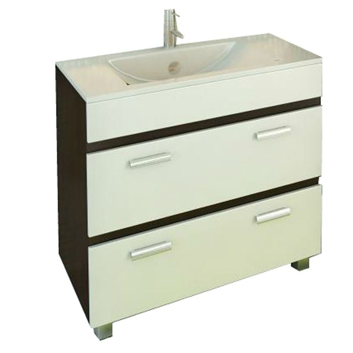 Тумба-комплект Comforty "Манчестер-90", 87х90.5х46.6 см, с раковиной, цвет венге