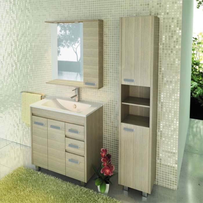 Зеркало-шкаф для ванной "Марио-90" 83,2 х 90 х 15,5 см, цвет сосна лоредо