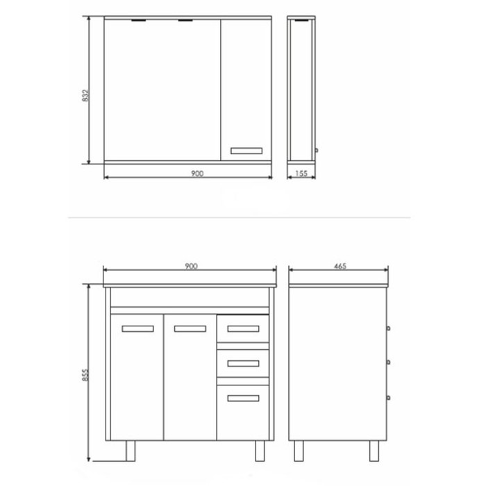 Зеркало-шкаф для ванной "Марио-90" 83,2 х 90 х 15,5 см, цвет сосна лоредо