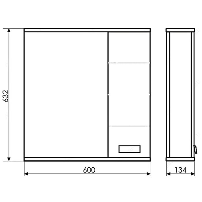 Зеркало-шкаф для ванной "Модена-60" 63,2 х 60 х 13,4 см, белое