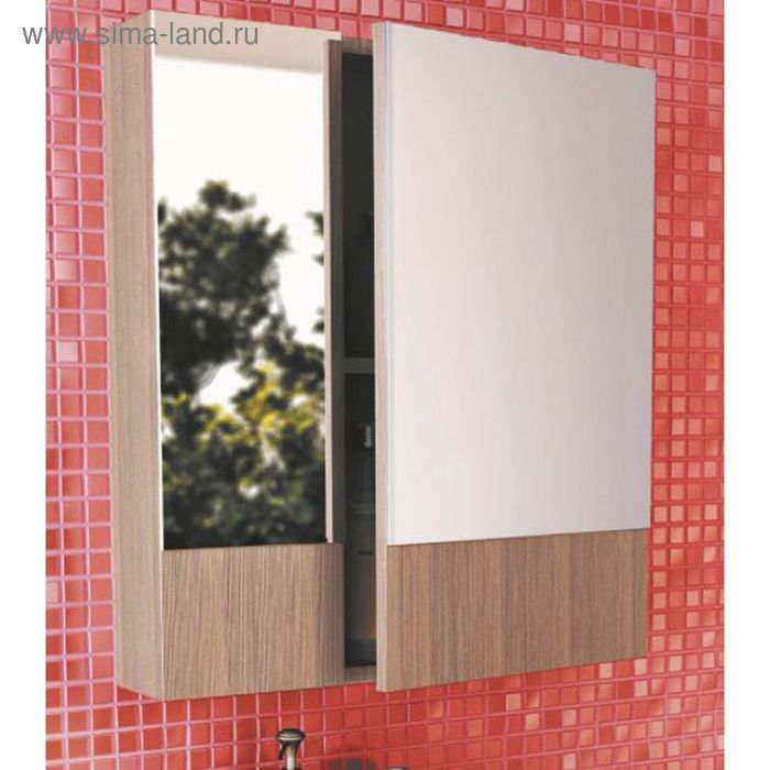 Зеркало шкаф Comforty Ницца 60 для ванной, 67х60х13 см, цвет сосна лоредо зеркало шкаф comforty марио 75 для ванной комнаты цвет сосна лоредо