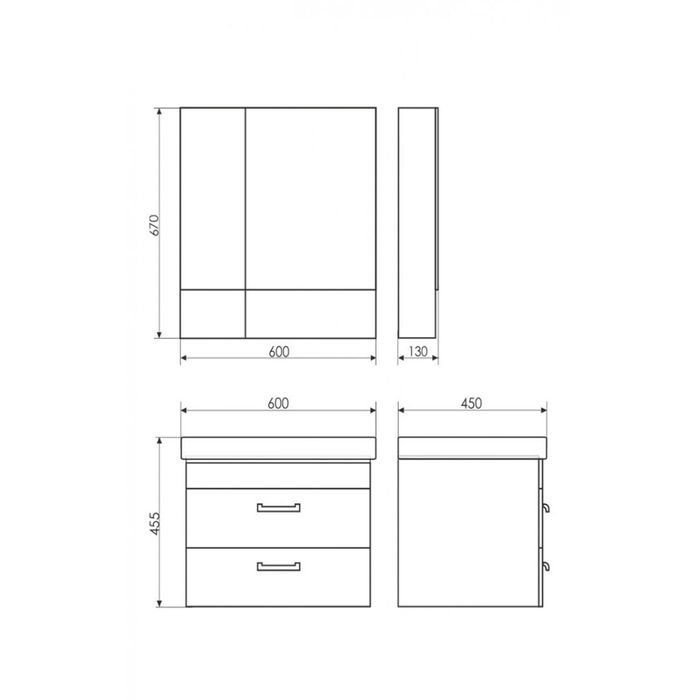 Зеркало-шкаф для ванной "Ницца-60" 67 х 60 х 13 см, цвет сосна лоредо