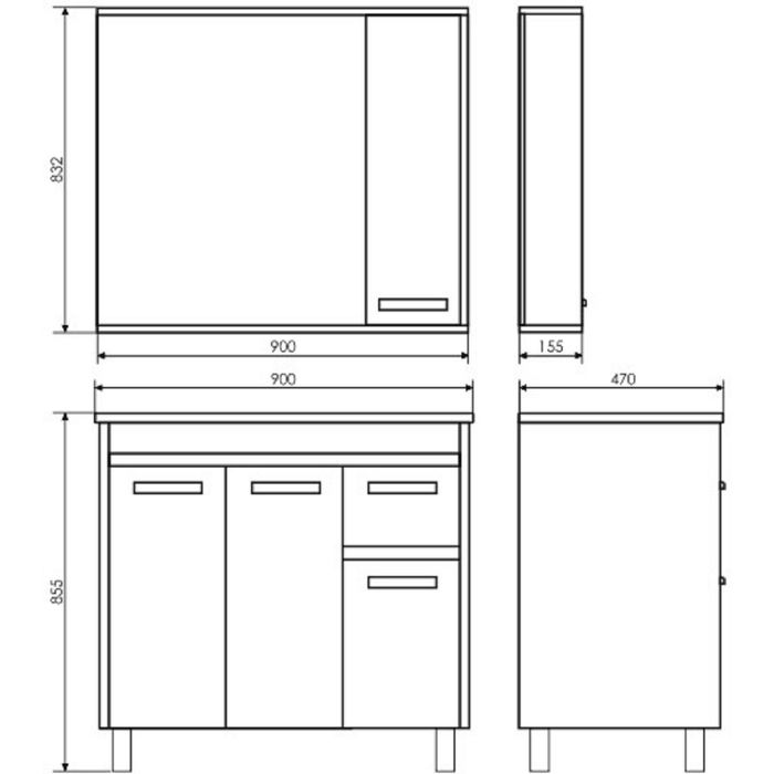 Зеркало-шкаф для ванной "Тулуза-90" 83,2 х 90 х 15,5 см, цвет сосна лоредо