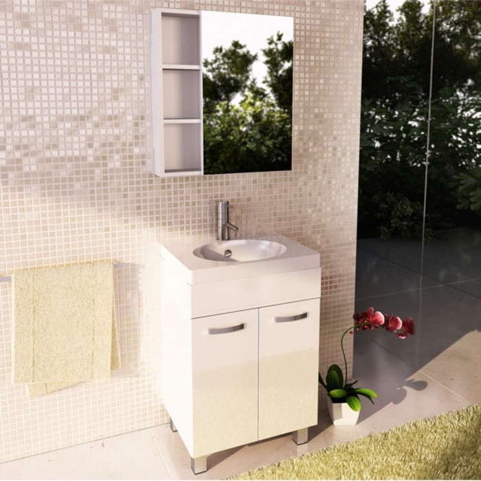 Тумба-комплект Comforty "Чезана-60", 85х60х45 см, с раковиной, цвет белый