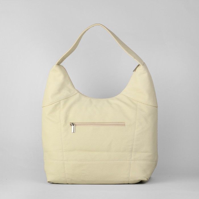 Сумка женская на молнии, 1 отдел, 1 наружный карман, бежевая