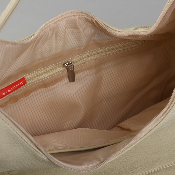 Сумка женская на молнии, 1 отдел, 1 наружный карман, бежевая