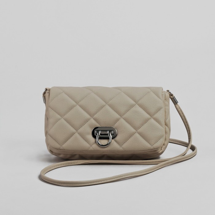 Сумка женская на молнии "Стёжка", 1 отдел, 1 наружный карман, длинный ремень, бежевая