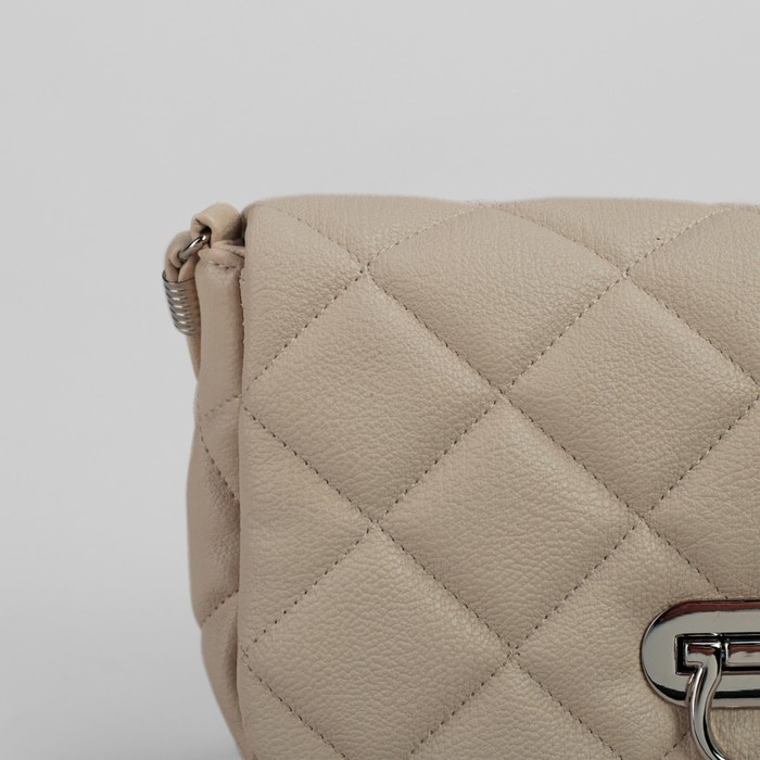 Сумка женская на молнии "Стёжка", 1 отдел, 1 наружный карман, длинный ремень, бежевая