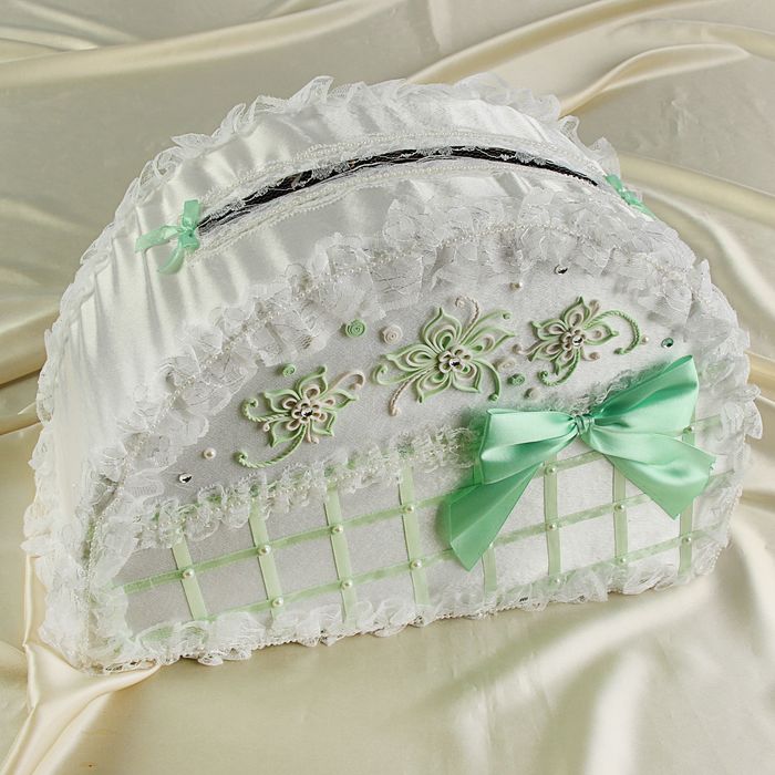 Коробка для денег ручной работы «Кружевное настроение», бело-салатовая